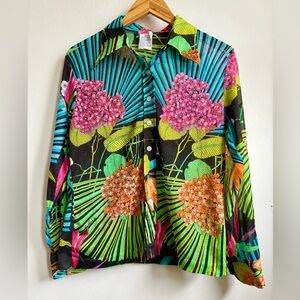 1970s bright floral shirt size M